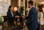 Assistant Front Office Manager assisting guests at the luxury Four Seasons Hotel Austin.