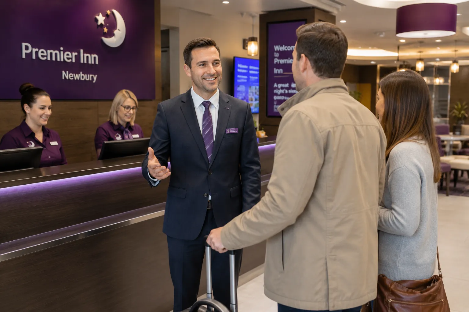 Hotel Duty Manager supervising hotel operations at a Premier Inn in Newbury, Berkshire.