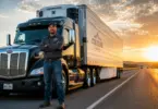 Class A CDL truck driver with a refrigerated semi-truck ready for long-haul deliveries.